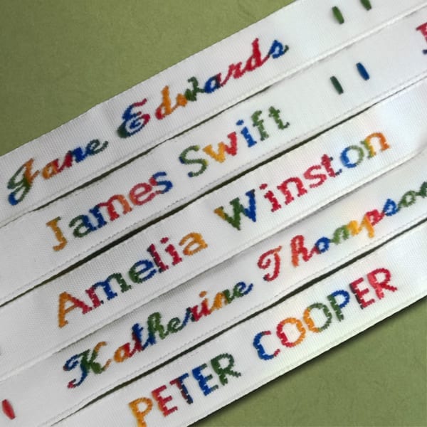 SCARLET RED Sew In/On Personalised School Name Labels Name Garment Tags Labels 