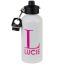 initial name water bottle in hot pink